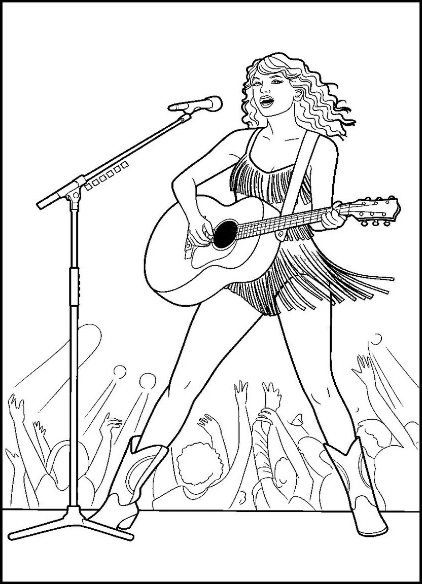 Taylor Swift in sparkly dress with acoustic guitar during Fearless Tour performance