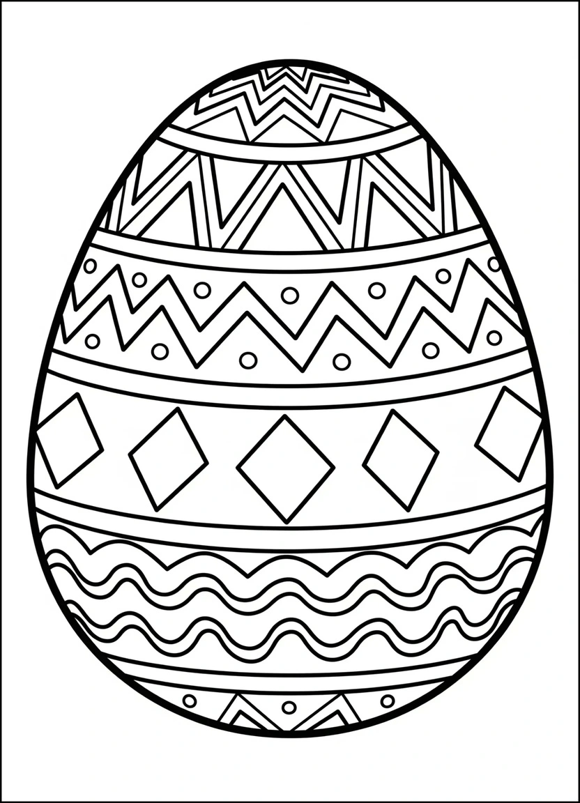 Easter egg with geometric patterns coloring page