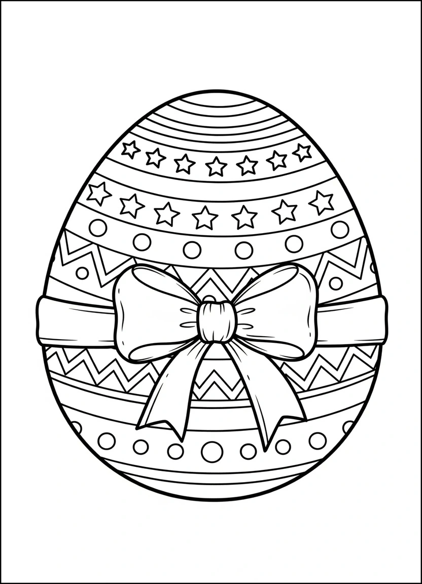 Easter egg with ribbons and bows coloring page