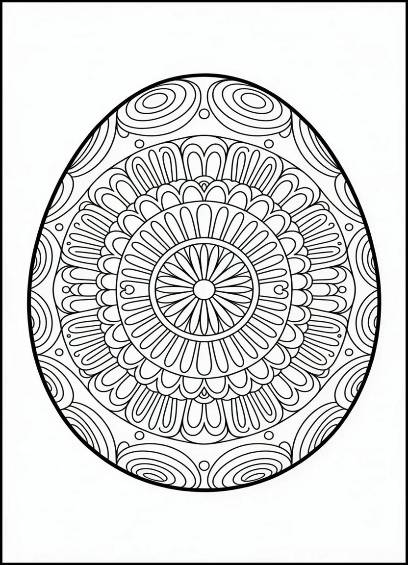 Mandala-style Easter egg coloring page