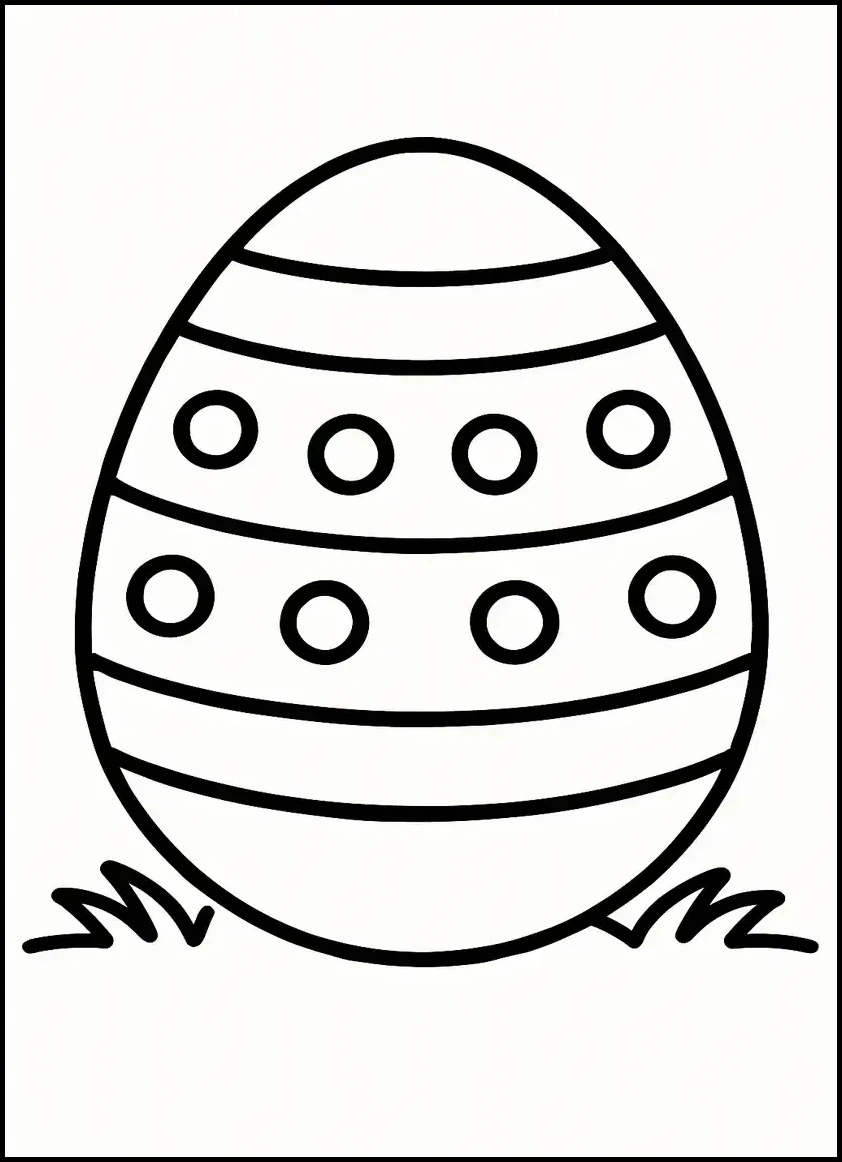 Simple Easter egg with stripes and polka dots coloring page
