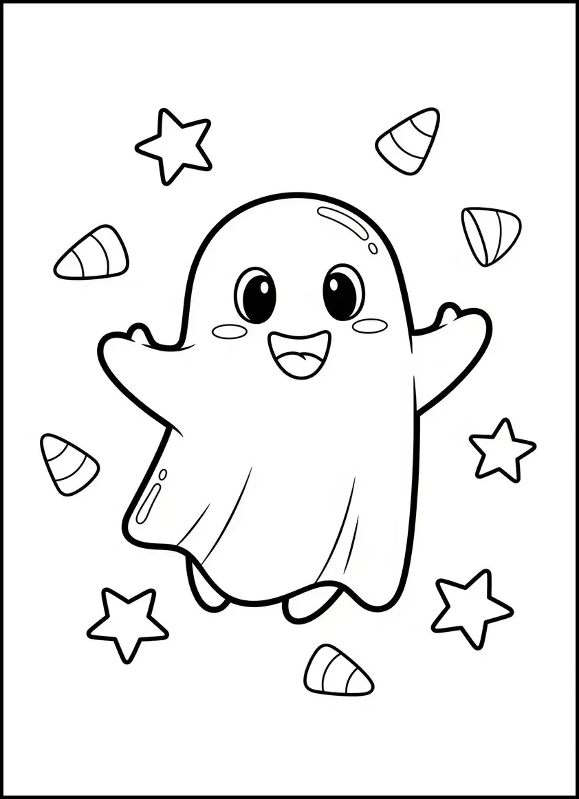 A cheerful ghost that’s more fun than scary, making it a great choice for toddlers and young kids