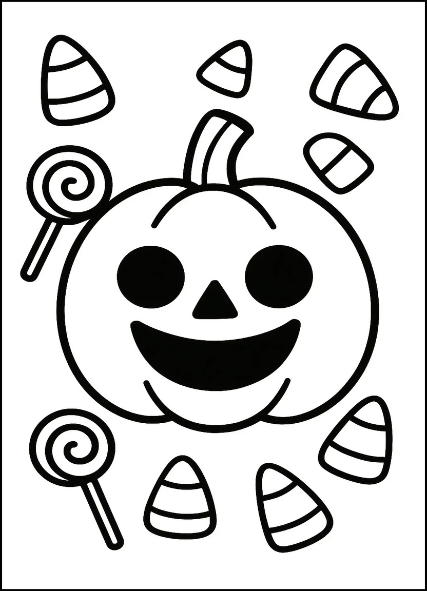 Cute toddler-friendly Jack-O’-Lantern coloring page
