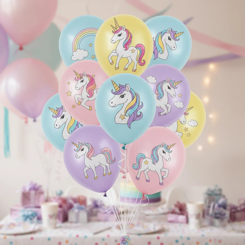 Unicorn balloon decorations for a party